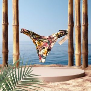 New Christian Lacroix “Daring Bottom” Bikini Tropical Print Braided Side SZ M
